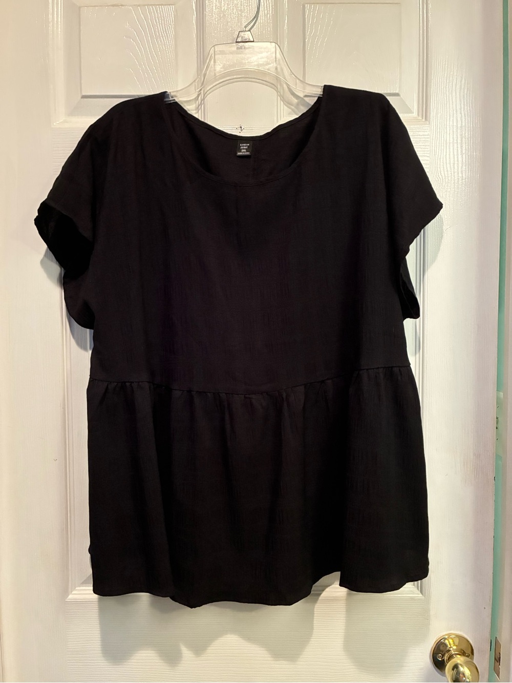 SHEIN Black Short Sleeve Peplum Tunic Top